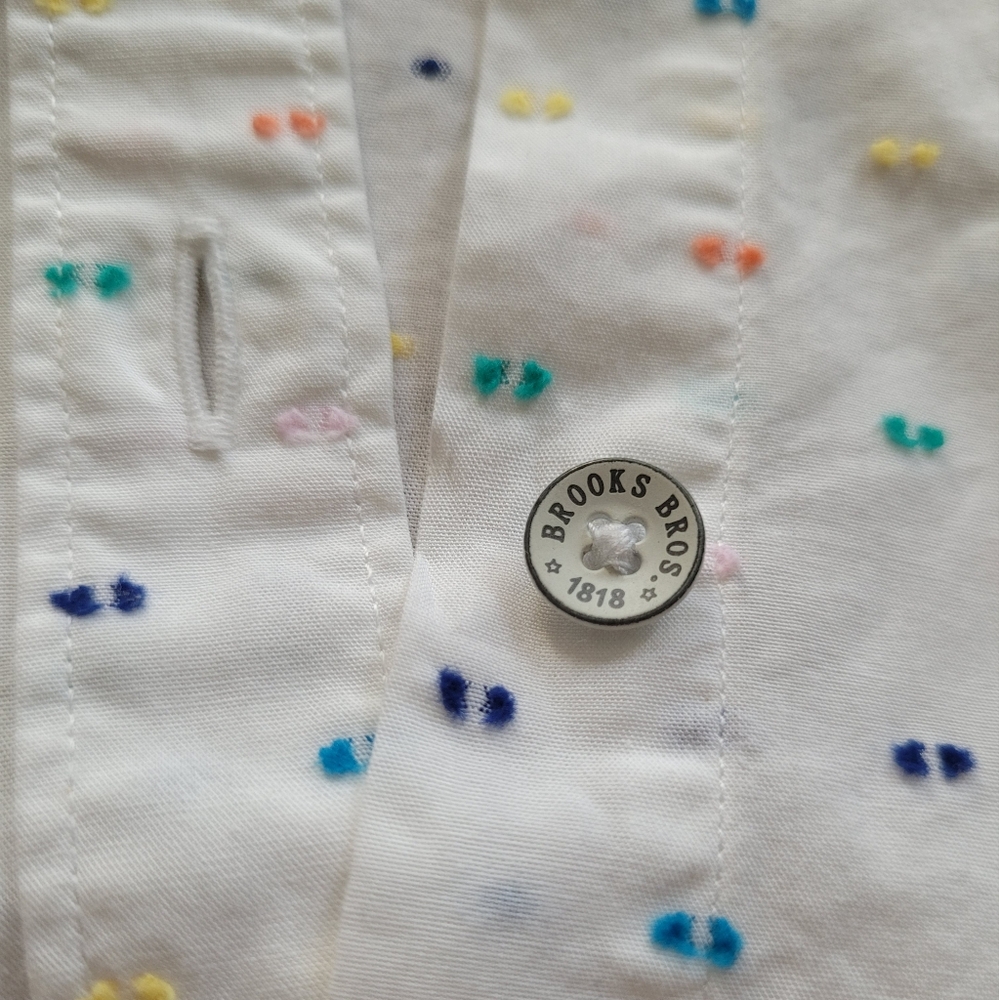 Brooks Brothers ladies shirt, white with rainbow dots, size 8
